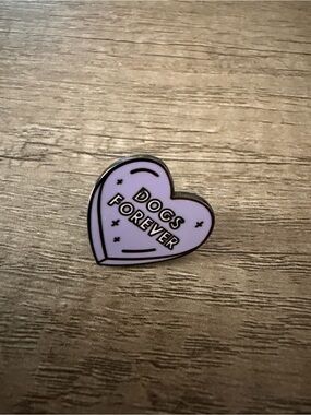 Heart Enamel Pin - "Dogs Forever" in Light Purple